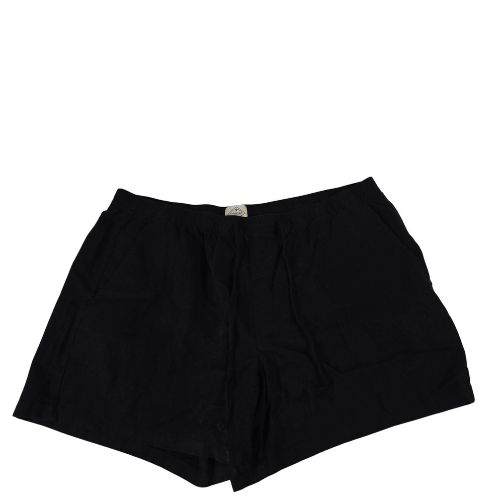 St Johns Bay Womens XXL Black Linen Blend Elastic Waist Drawstring Shorts